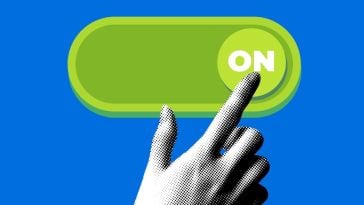 A finger toggles a switch from "on" to "off" to opt out of AI training.