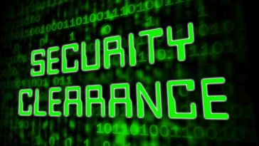 A black and green illustration of the words Security Clearance.
