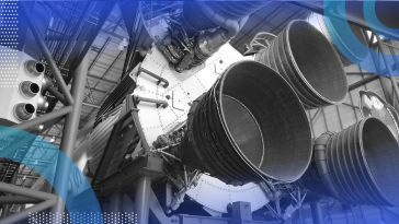 The engines of a Saturn V rocket