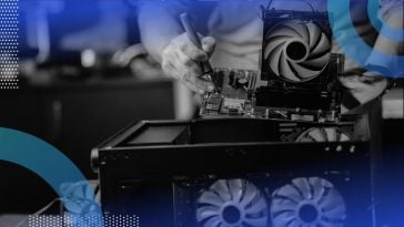 A technician repairs a computer
