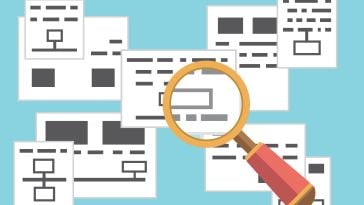 Illustration of magnifying glass and web pages