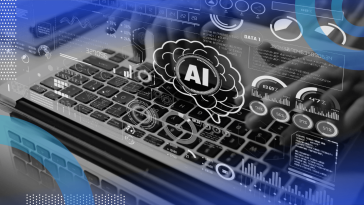 A laptop keyboard with an AI overlay