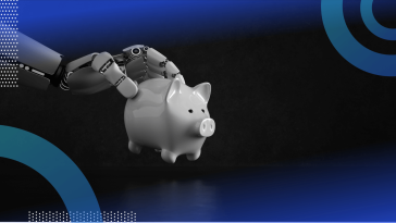 A robotic hand grabs a piggy bank