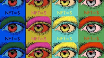 images of multicolored eyes with title "NFT=$"