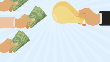 A stock illustration of venture capital, money for an idea