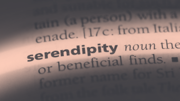 A close-up of the dictionary entry for the word "serendipity"