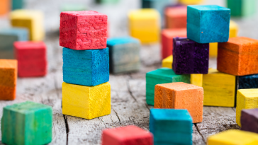 brightly colored building blocks