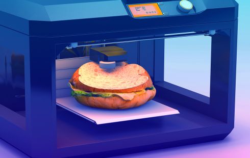 A 3D-Printed Sandwich being printed in a 3D food printer.