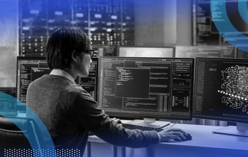 Machine learning engineer working on computer