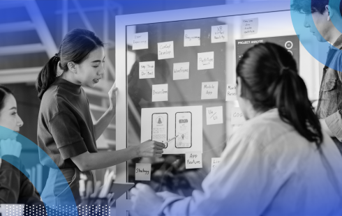 Design team planning a mobile app UX