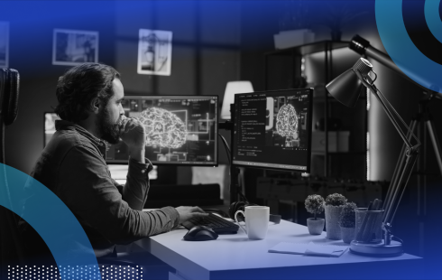 Developer working on a neural network model