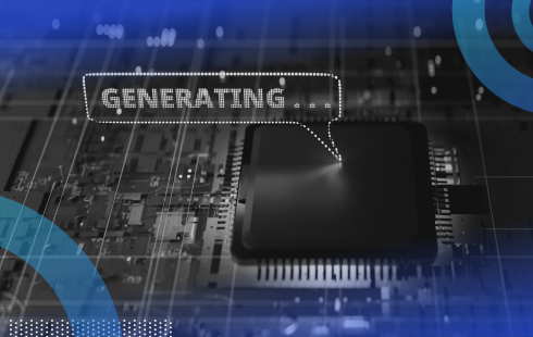 An AI chip generating text
