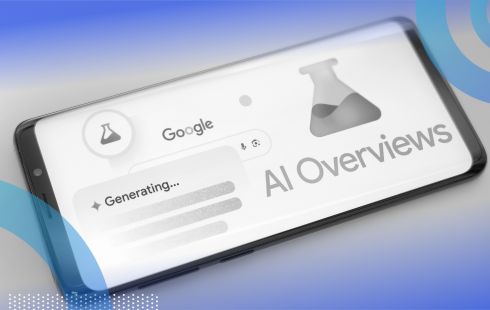 A phone showing the Google AI Overviews interface