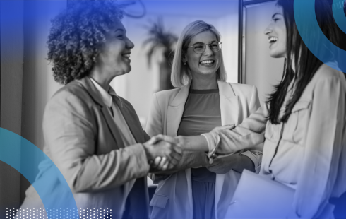 Person networking and shaking hands with contact