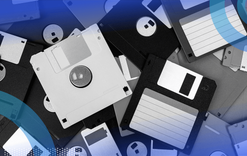 A pile of 3.5 inch floppy disks