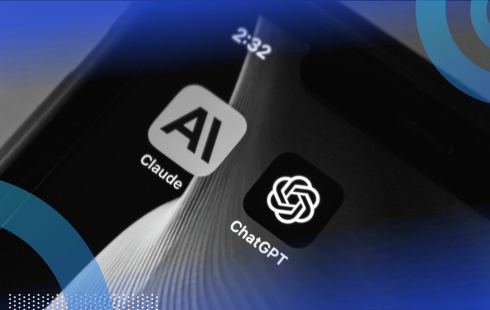 A smartphone screen with the Claude AI and ChatGPT icons
