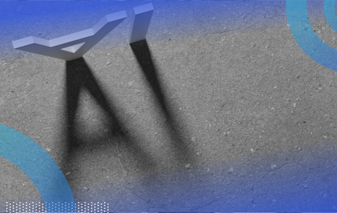 Letters project a shadow that says AI