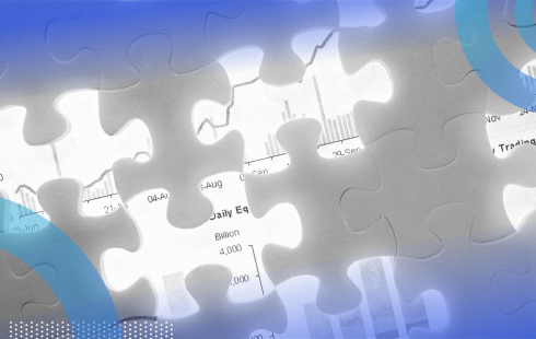 A puzzle obscures a data dashboard