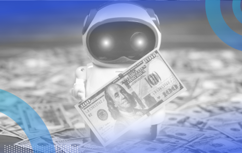 A robot holds a $100 bill