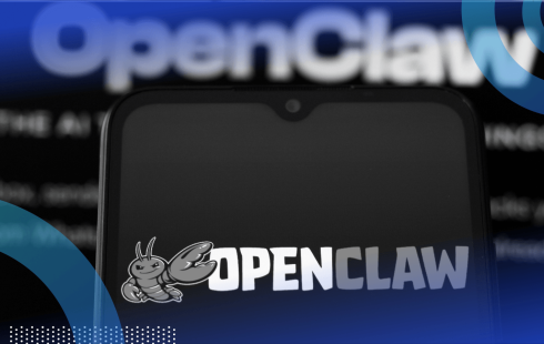 A screen showing the OpenClaw logo in front of OpenClaw code