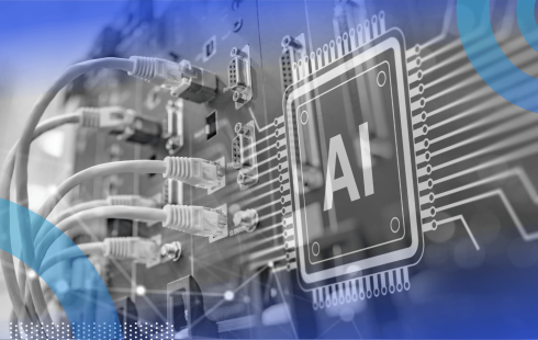 A circuit board with AI written on it
