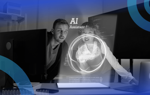 Two engineers work with an AI assistant