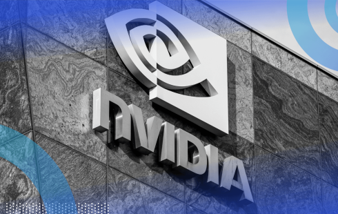 The Nvidia logo on a building