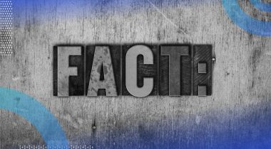 Block letterpress letters spelling FACT: are arranged against a wooden background. /marketing/public-relations-myths-rebuttal