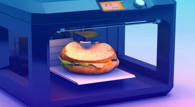 A 3D Printed Sandwich being printed in a 3D food printer.