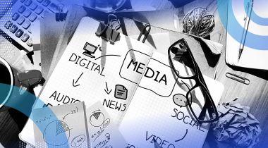 A journal with drawings illustrating the different kinds of media.