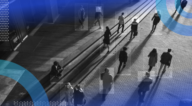 people in bounding boxes representing computer vision