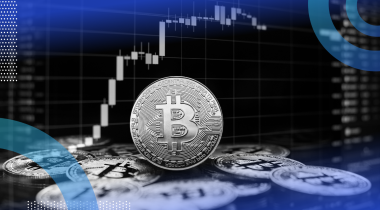 Bitcoin with rising chart indicating growth