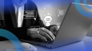 Person using an AI Agent with image of ai bot overlay