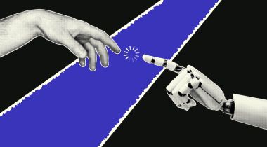 a human hand and a robotic hand reaching toward each other