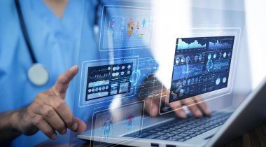 A physician uses medical software.