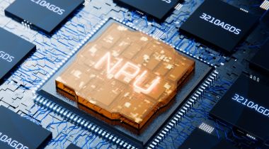 A 3D rendering of a neural processing unit in a computer.