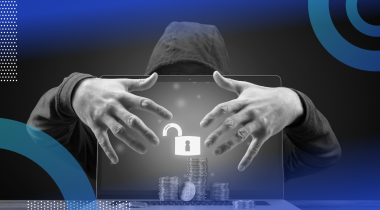 Hacker accessing a crypto account on a laptop concept