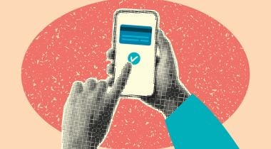 A user accesses an online banking app on their smartphone.