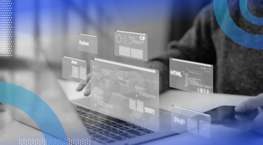 Developer navigating tools on laptop