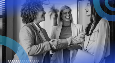 Person networking and shaking hands with contact