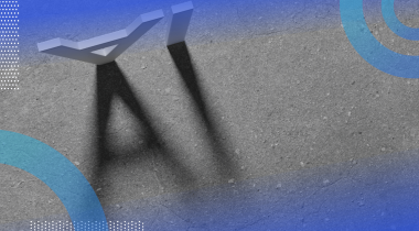 Letters project a shadow that says AI