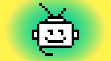 A green halo surrounds the head of a robot.