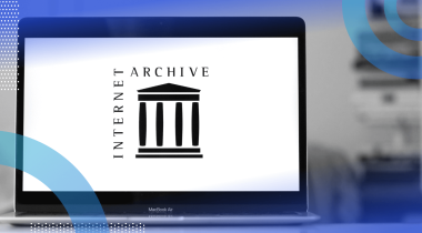 The Internet Archive logo on a laptop