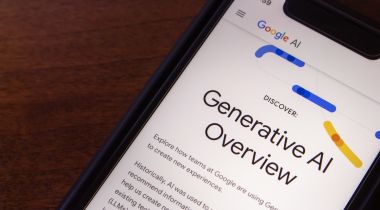 Photo of Google's AI Overview site pulled up on a smartphone