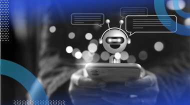 A robot emerging from a smartphone someone is holding