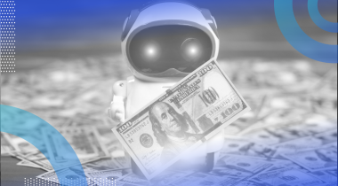 A robot holds a $100 bill