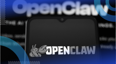 A screen showing the OpenClaw logo in front of OpenClaw code