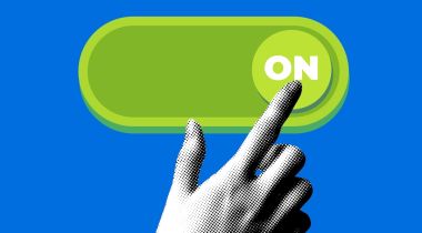 A finger toggles a switch from "on" to "off" to opt out of AI training.