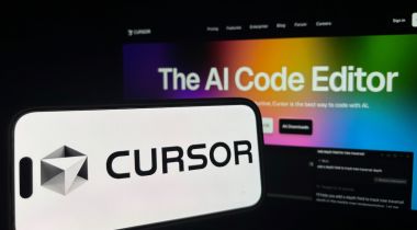 The Cursor logo is shown on a smartphone in front of a laptop.