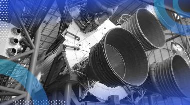 The engines of a Saturn V rocket